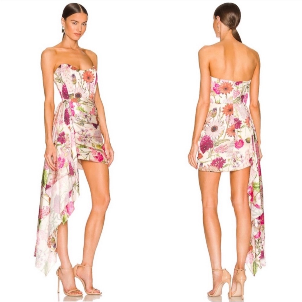 KATIE MAY Chasing Dawn Dress in Pink Daisy Size Medium Floral Strapless Mini NWT